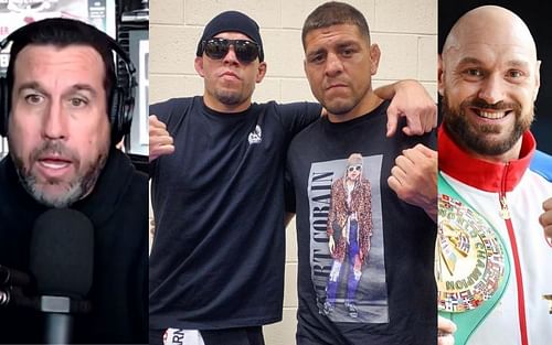 (From left to right) John McCarthy, Nate and Nick Diaz, Tyson Fury [Image Courtesy: @JohnMcCarthy on Twitter, @natediaz209 and @tysonfury on Instagram]