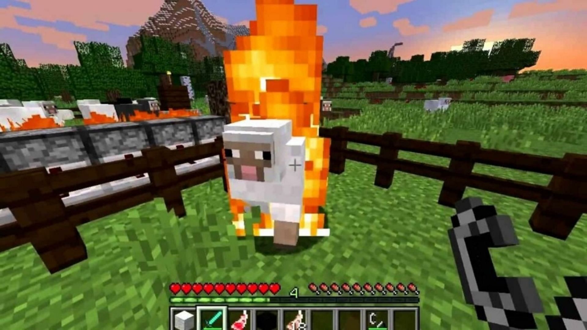 Players can create cooked mutton by burning sheep directly (Image via Mojang)