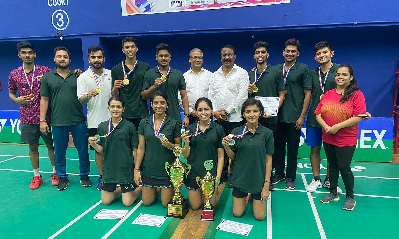 Nagpur district badminton team performed well in the Maharashtra State Senior Inter-District Badminton Championship in Thane on Tuesday. (Pic credit: NDBA)