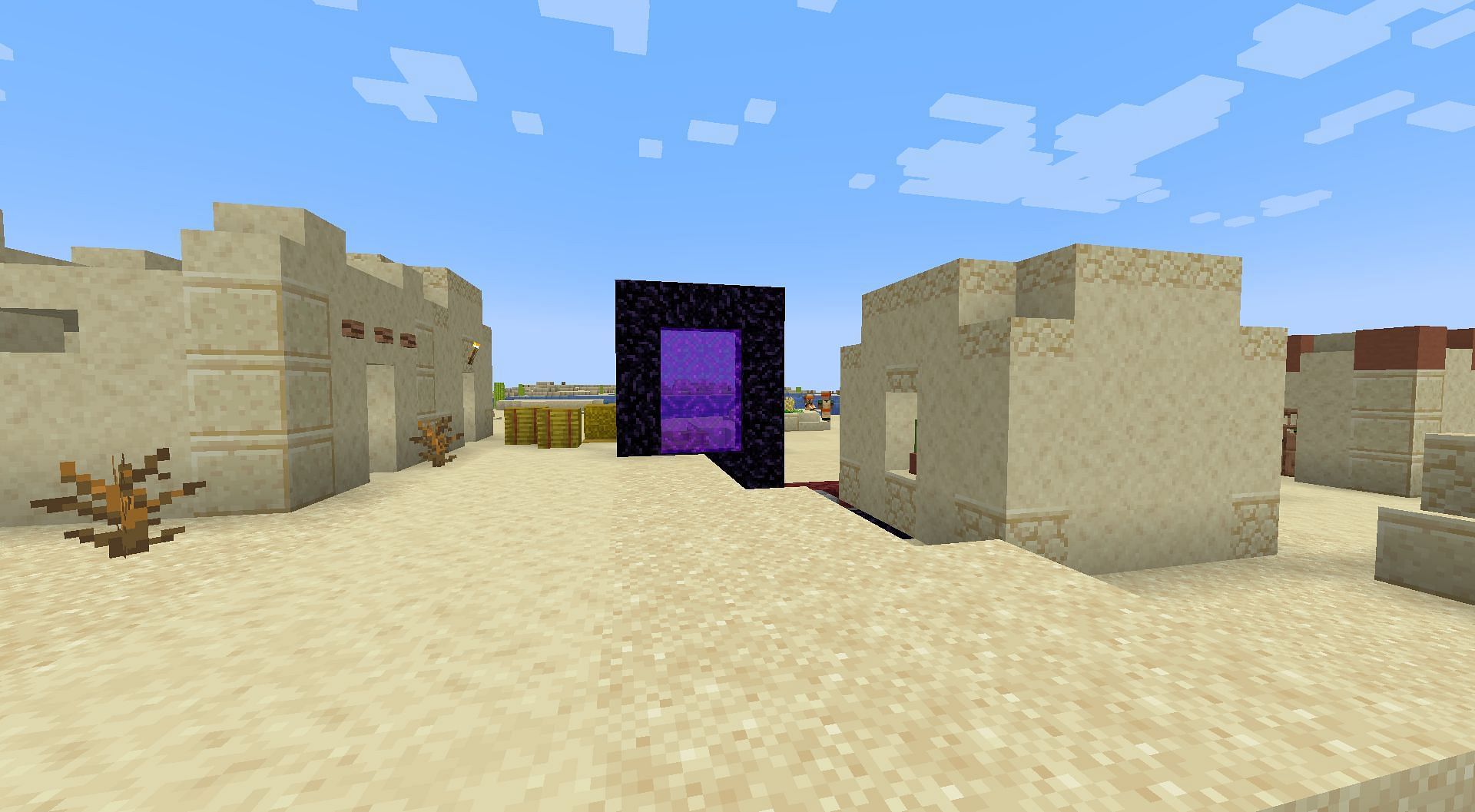 Desert village&#039;s ruined portal (Image via Minecraft 1.18.2)