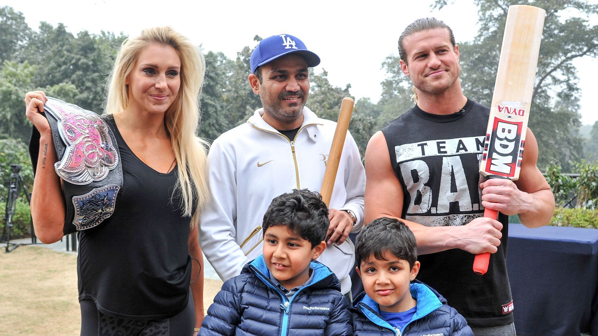 The Indian cricket veteran with Ziggler and Flair