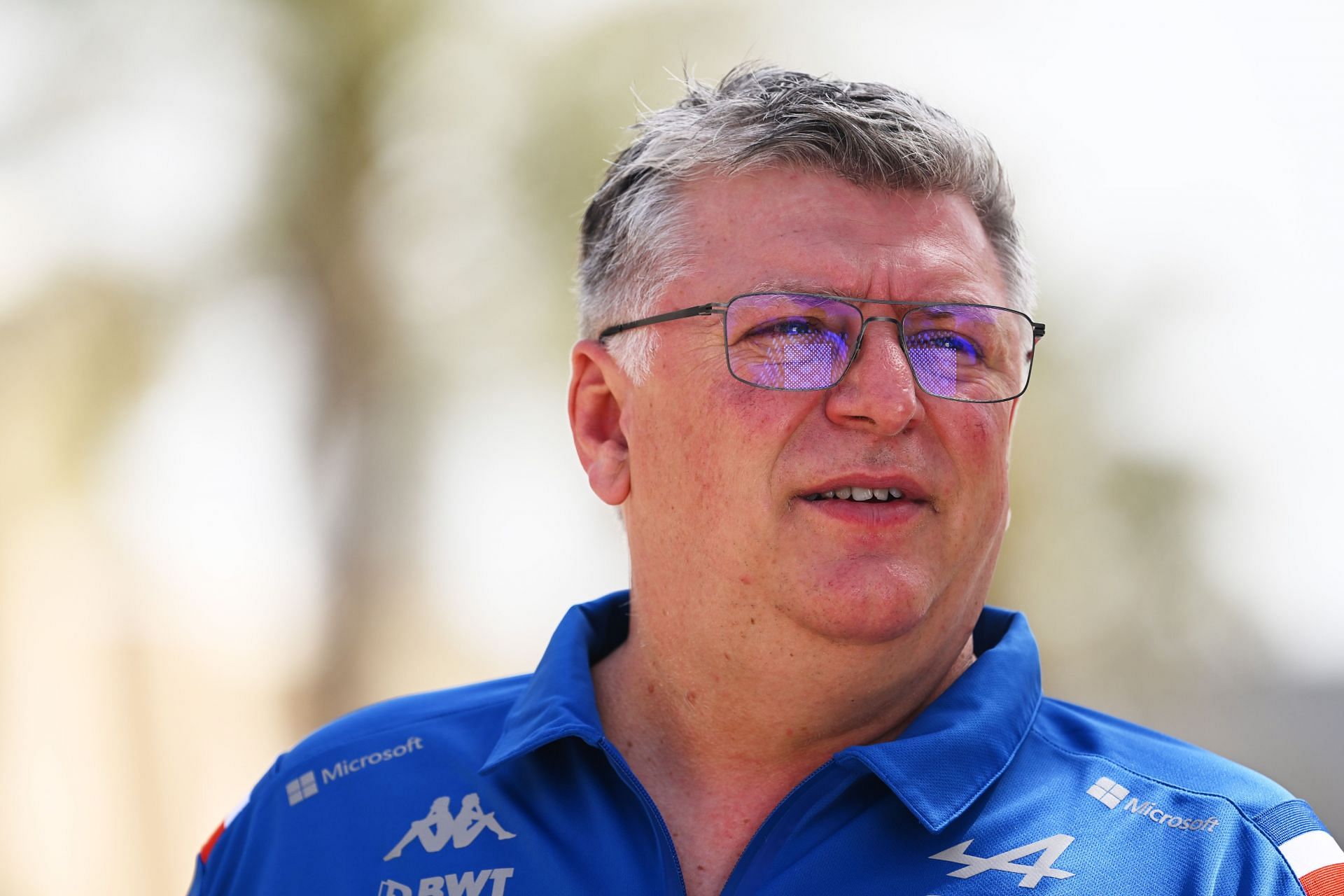 Otmar Szafnauer, Team Principal of Alpine F1, looks on in the Paddock before final practice ahead of the F1 Grand Prix of Bahrain at Bahrain International Circuit on March 19, 2022 (Photo by Clive Mason/Getty Images)