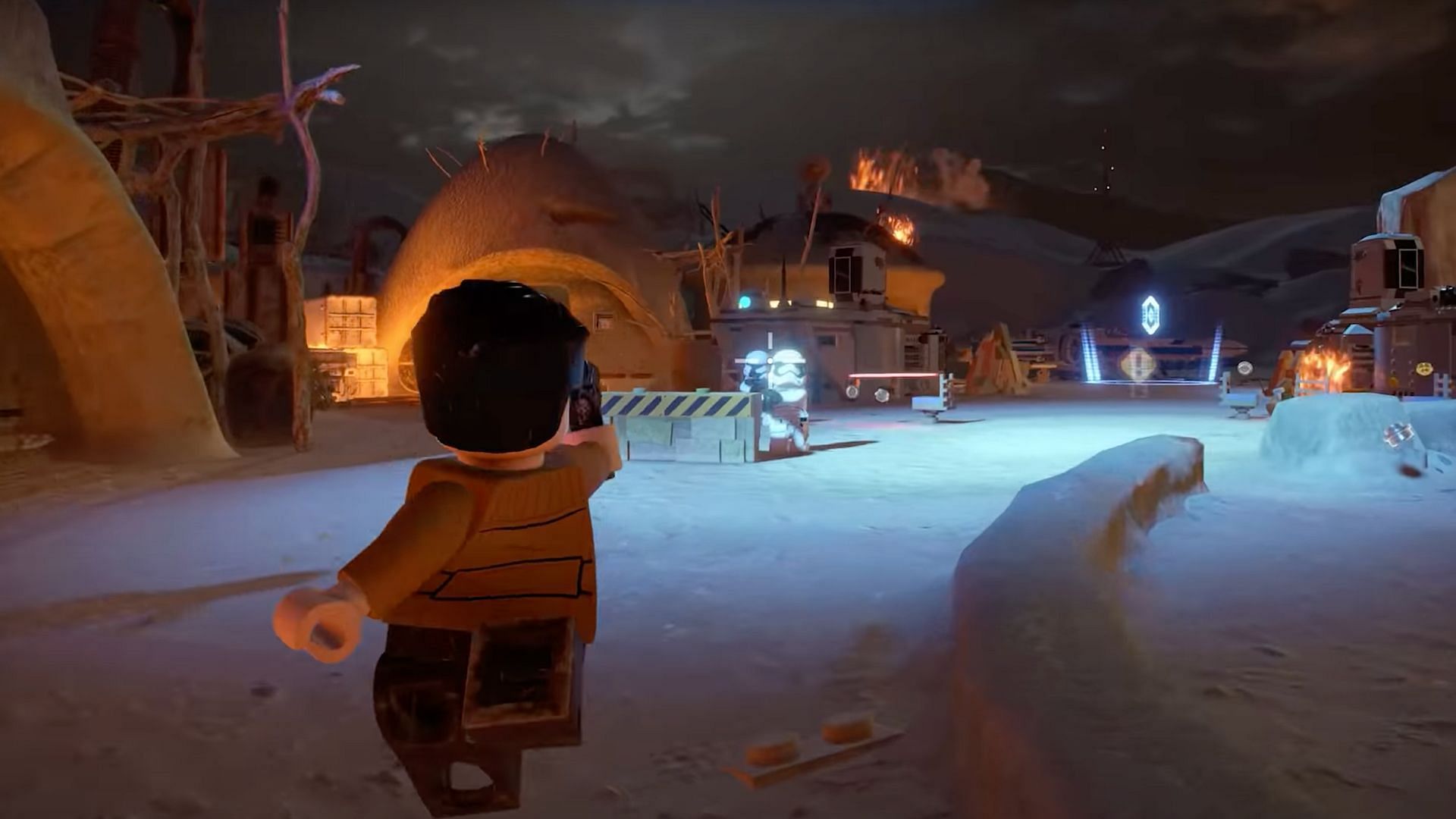 Players of Lego Star Wars: The Skywalker Saga can earn the Datacard by making a few good grapples inside of the Echo Base located on the Planet Hoth (Image via Warner Brothers)
