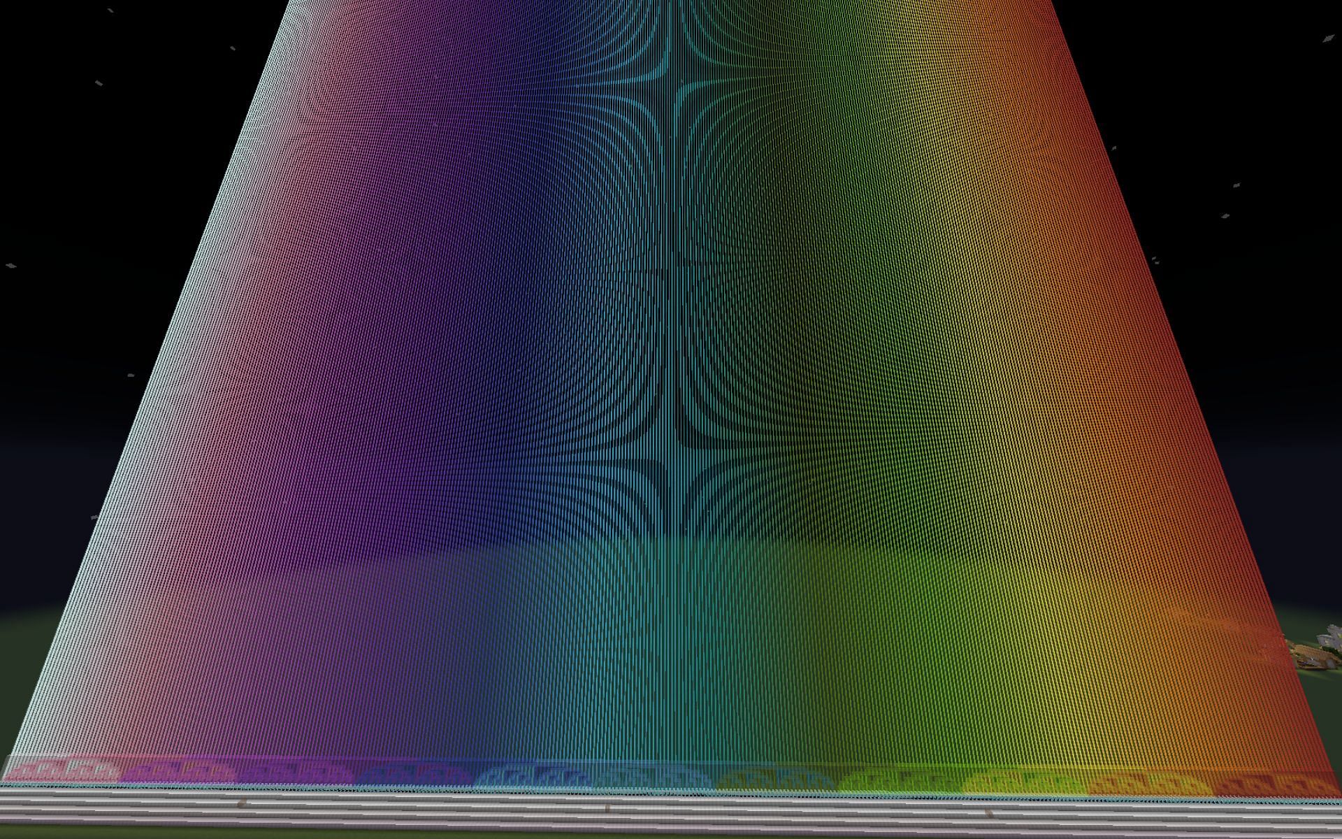 Rainbow made with custom-colored Beacon beams (Image via u/dbrown100103 Reddit)