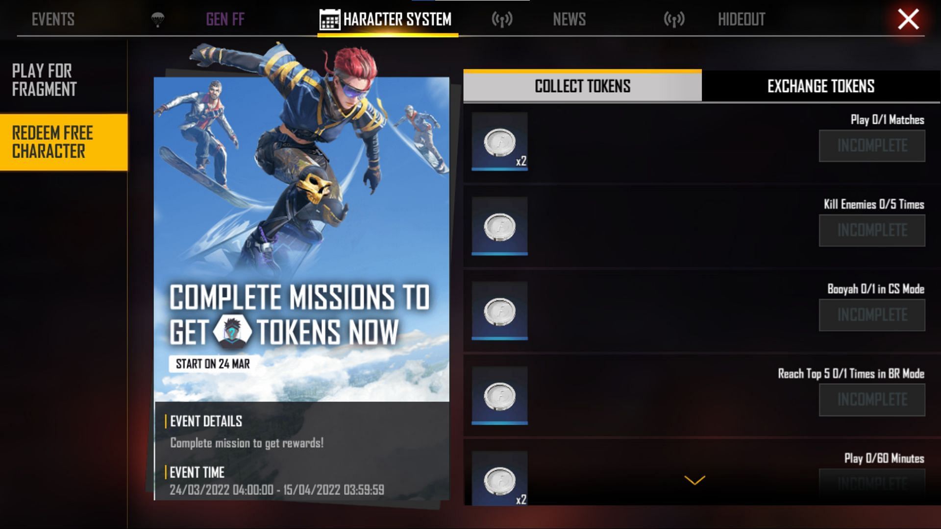 Simple missions have to be completed by players (Image via Garena)