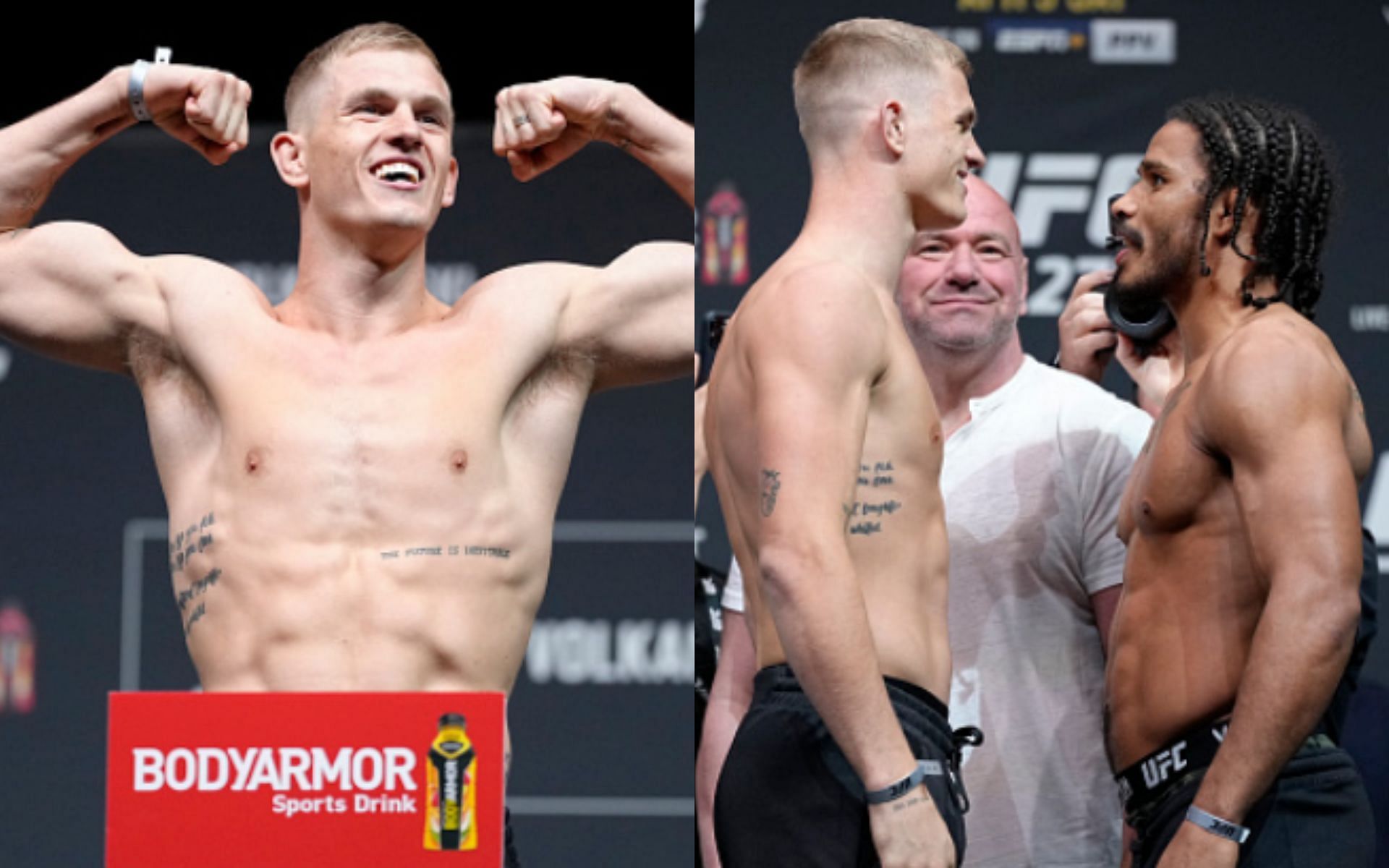 Ian Garry (left); Gary vs. Weeks weigh-in faceoff (right)