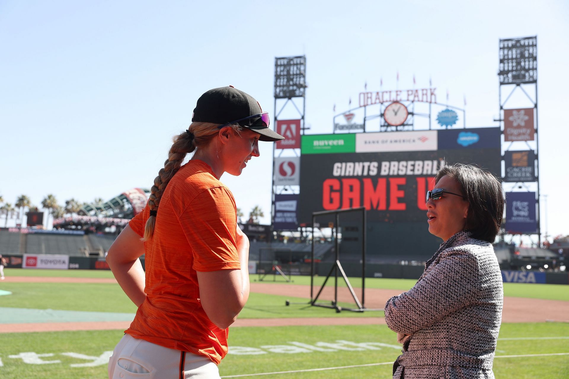 Alyssa Nakken seen in her coaching role for the San Francisco Giants in 2022