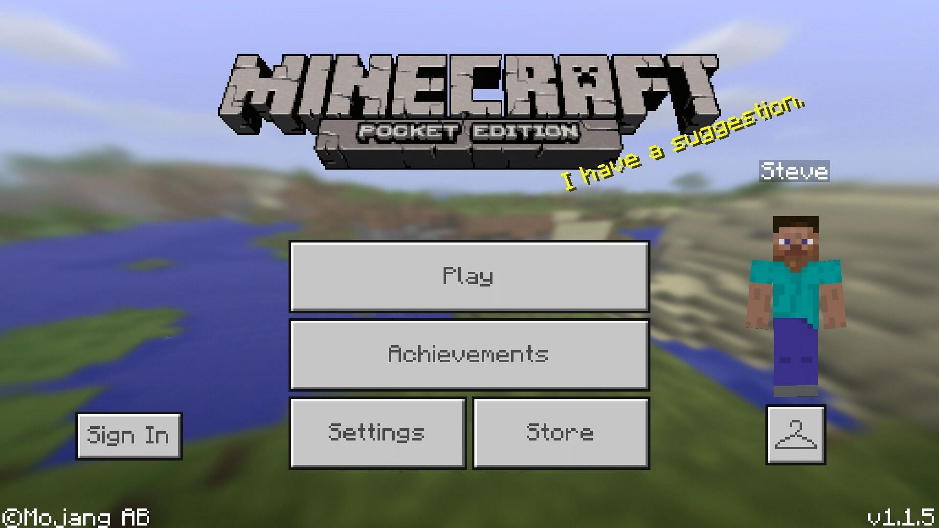 Minecraft Pocket Edition menu screen (Image via Minecraft)