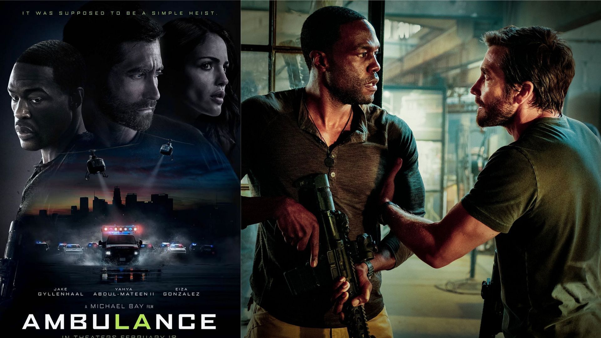 Michael Bay&#039;s latest action thriller Ambulance stars Jake Gyllenhaal, Yahya Abdul-Mateen II, and Eiza Gonzalez (Image via @michaelbay, @McGivernC_/Instagram)