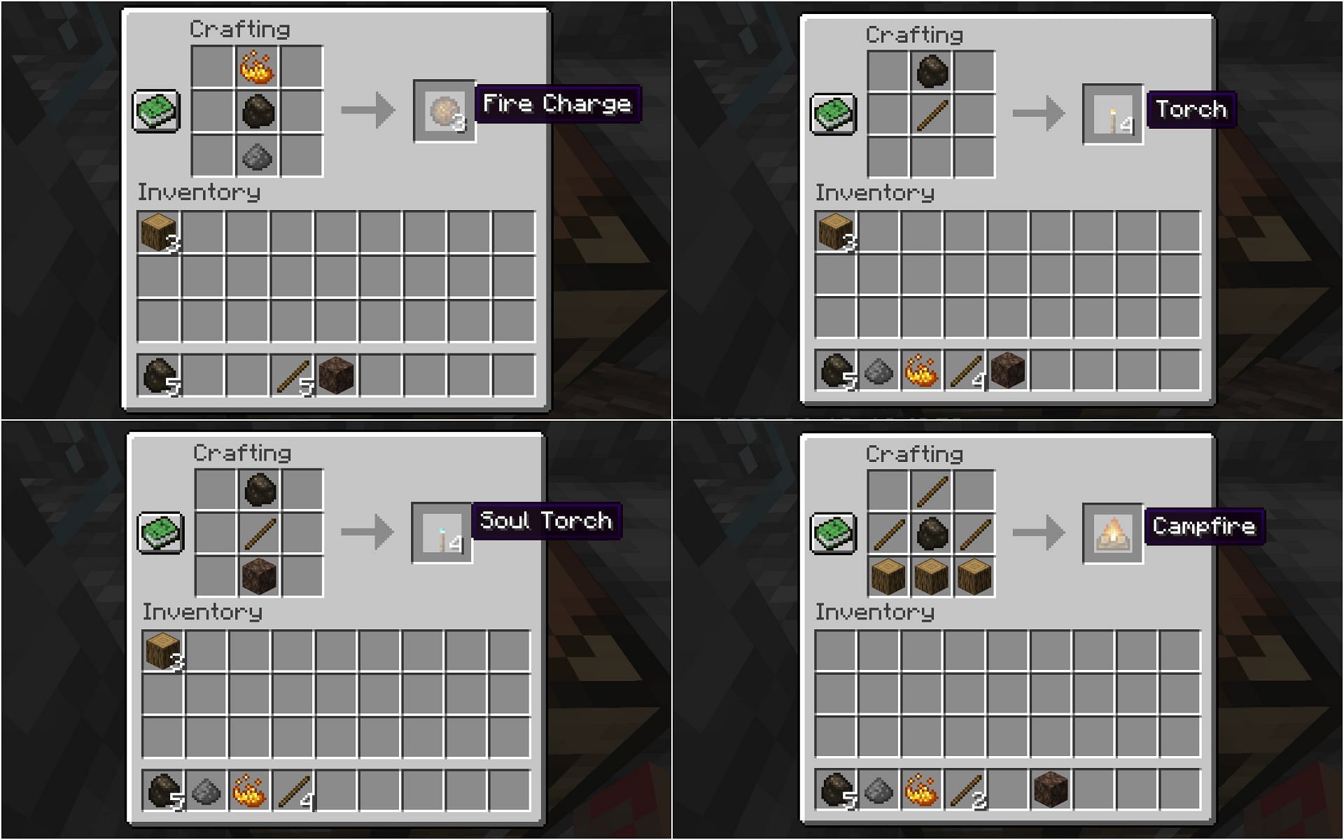 It can be used to craft campfire, fire charge, soul torch, and normal torch (Image via Minecraft)