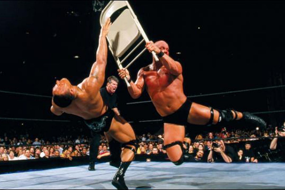 The two icons of WWE&#039;s Attitude Era, Austin vs The Rock was WrestleMania&#039;s first trilogy.