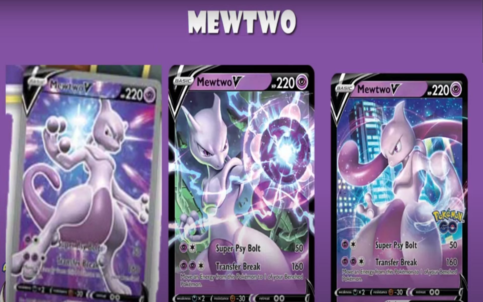 Mewtwo&#039;s V form has multiple alternates (Image via PTCGradio/YouTube)