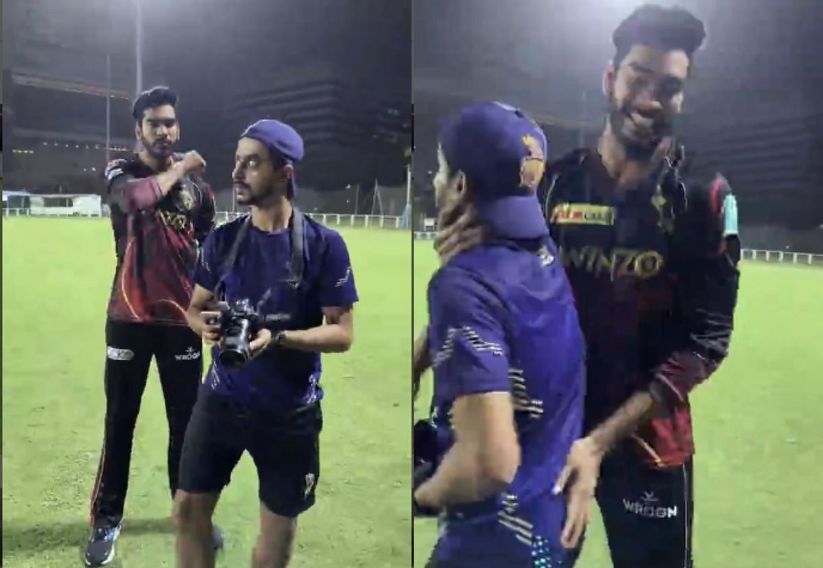Venkatesh Iyer has some fun in a video shared by Kolkata Knight Riders. Pic: KKR