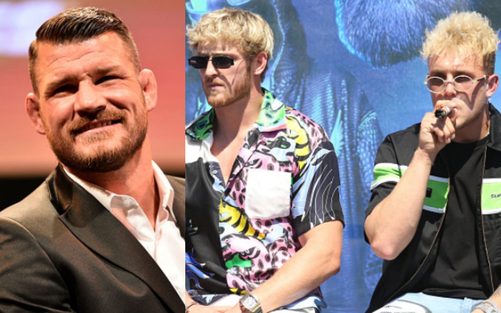 Michael Bisping (left); Logan Paul (center); Jake Paul (right)