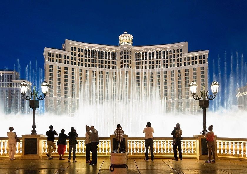 NFL Draft preview in front of Bellagio Fountain