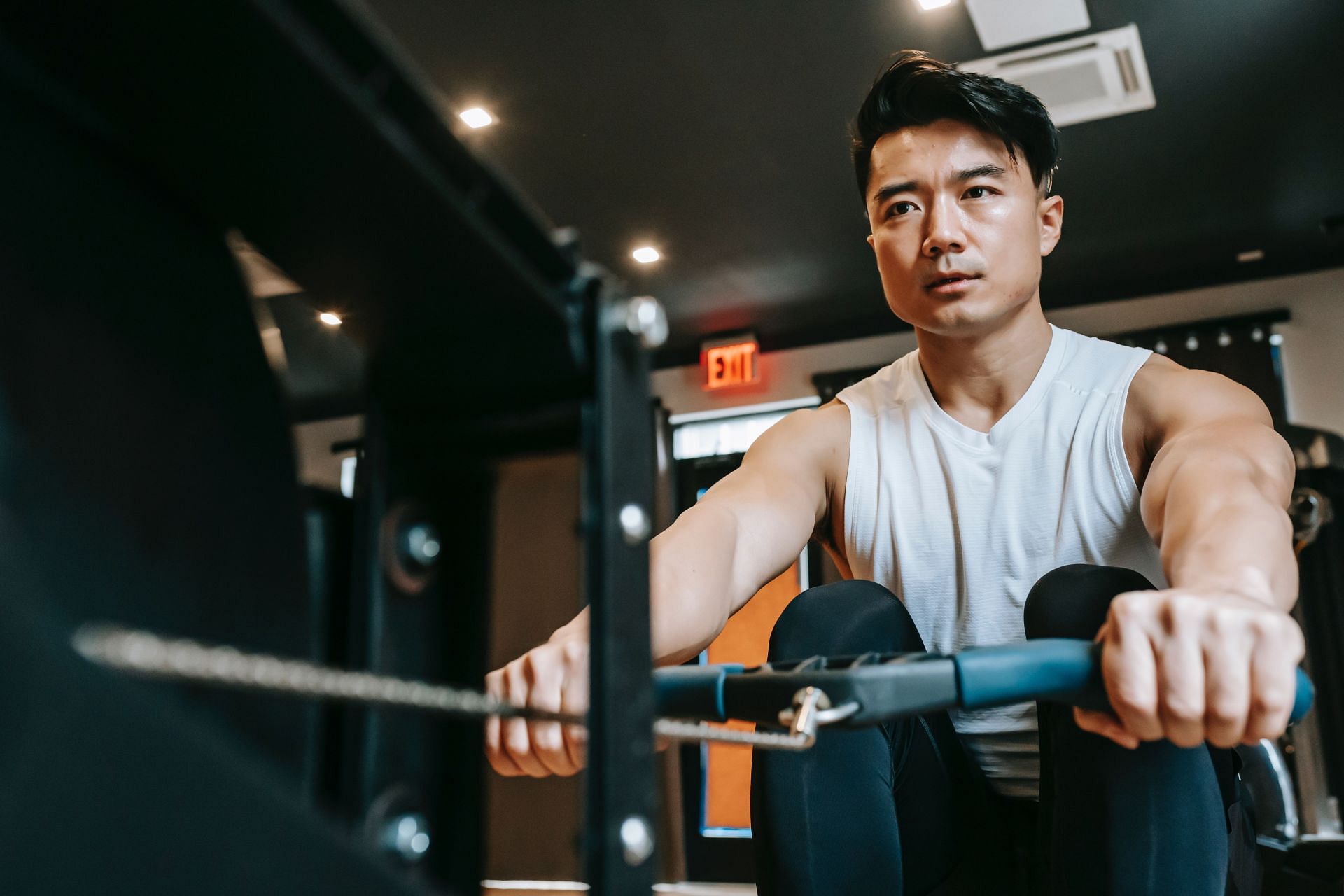 Get a full-body workout by using a rowing machine. (Image by Andres Ayrton / Pexels)