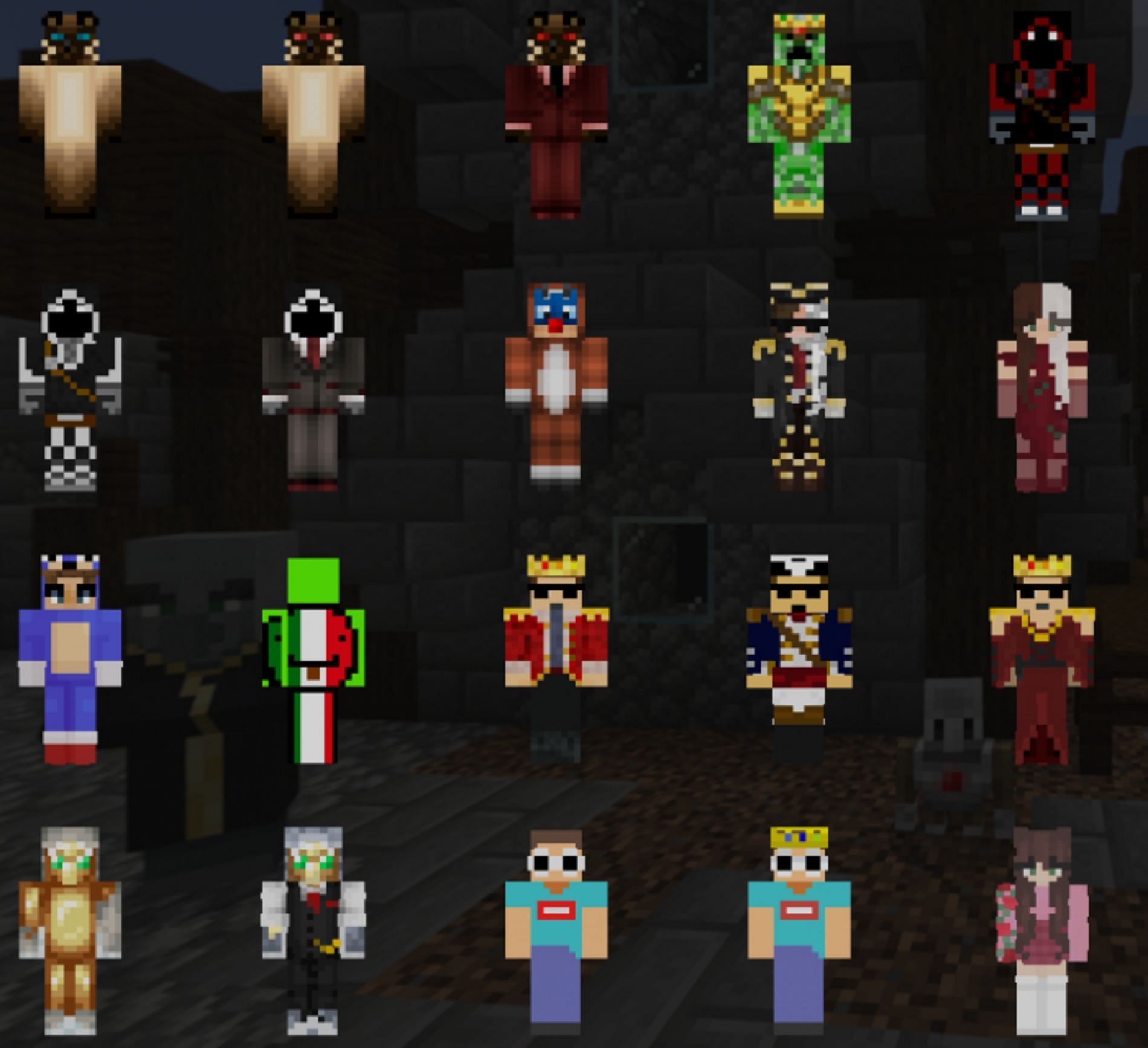 The Dream SMP Skin Pack encapsulates multiple skins made popular by the Dream SMP, including lore-friendly characters (Image via Lady Vanilla/Mcpedl)