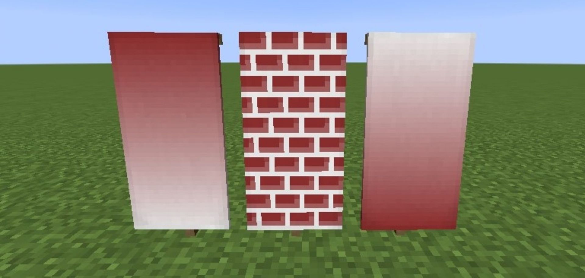 A field masoned banner pattern (center) in Bedrock Edition (Image via Mojang)