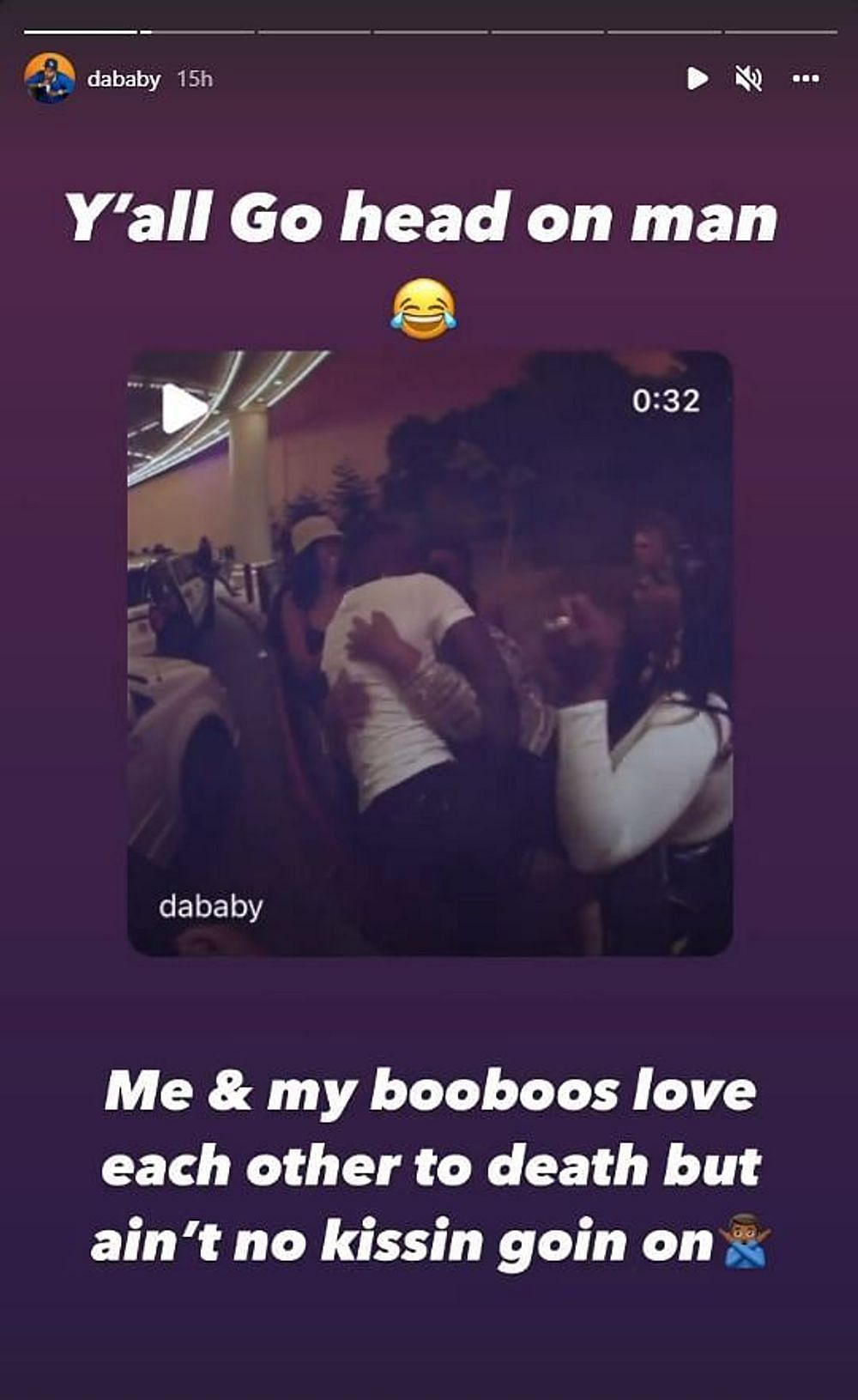 Rapper responds to kissing fan without consent (Image via dababy/Instagram)