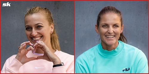 Petra Kvitova (L) and Karolina Pliskova