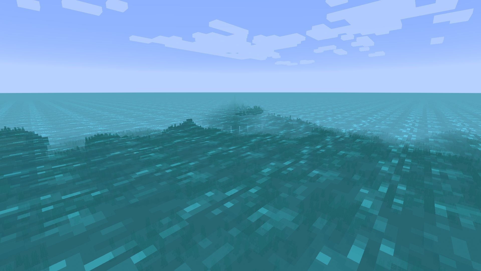 A warm ocean in Minecraft (Image via reddit/u/IDNeon357)