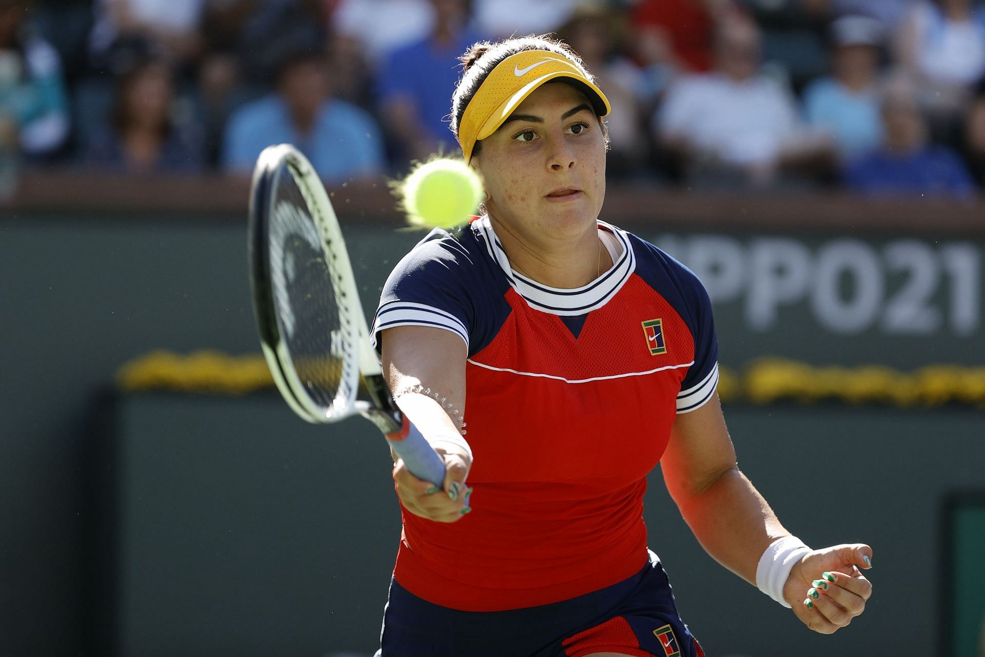 Andreescu in action at the BNP Paribas Open