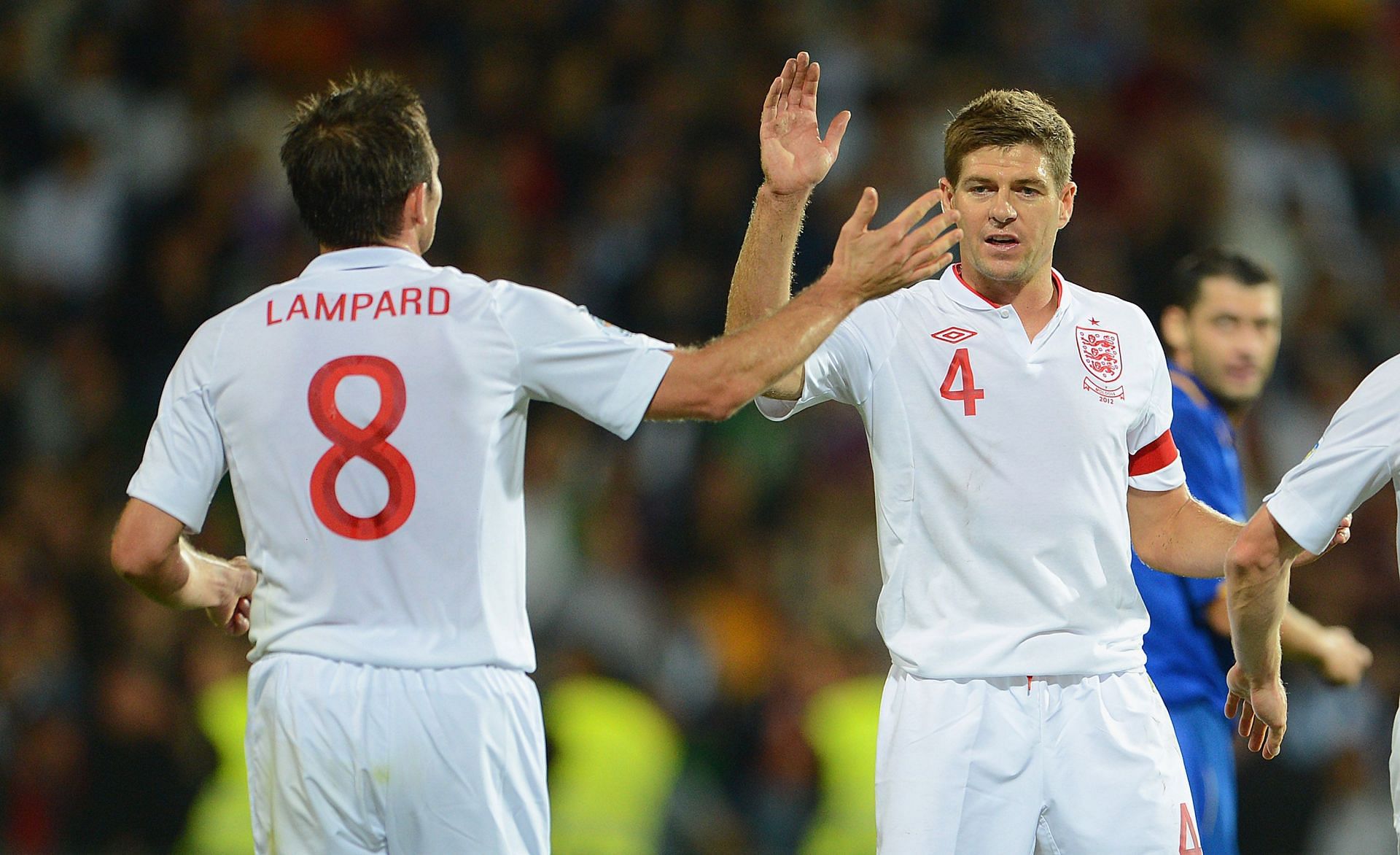 Englands two midfielders, wearing four and eight.