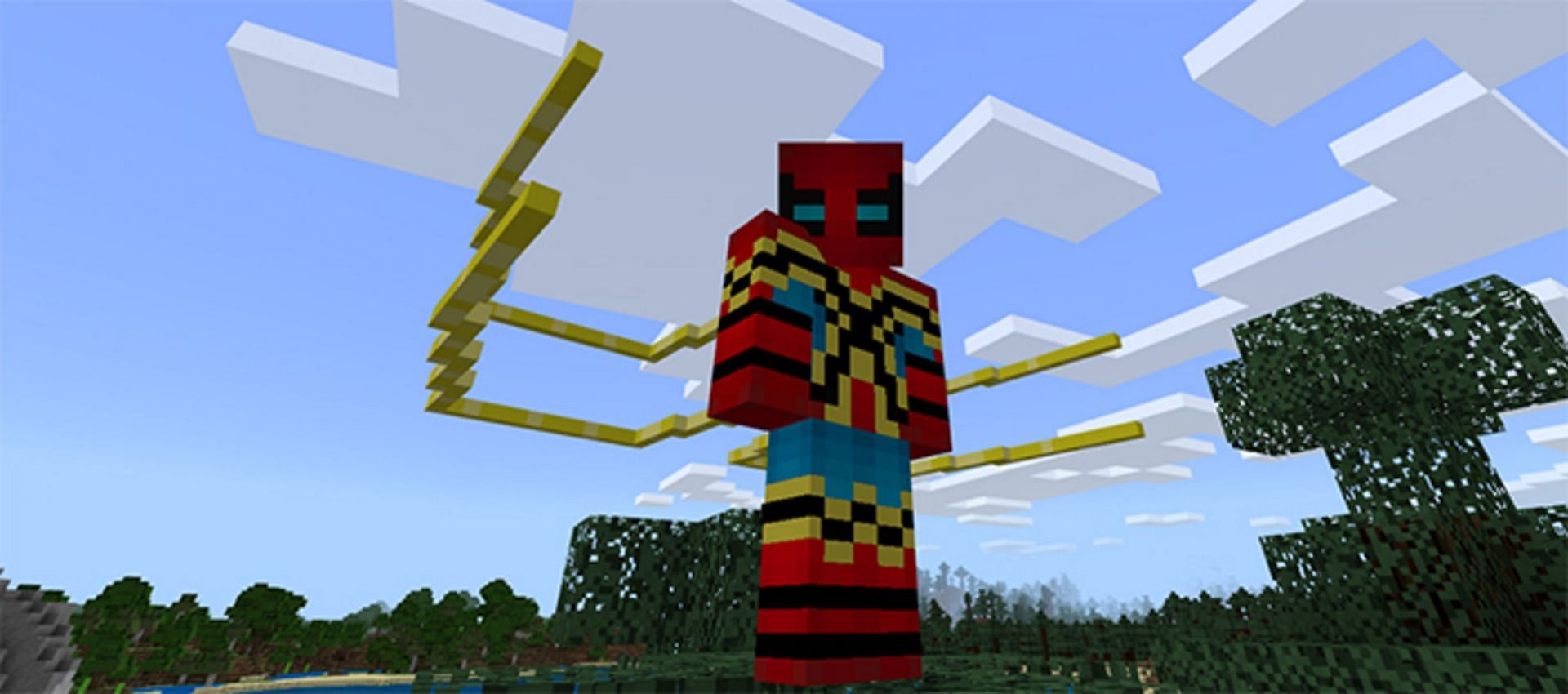 The MCU version of the &quot;Iron Spider&quot; suit from the Avengers and recent Spider-Man films (Image via MrMineChest/Mcpedl)