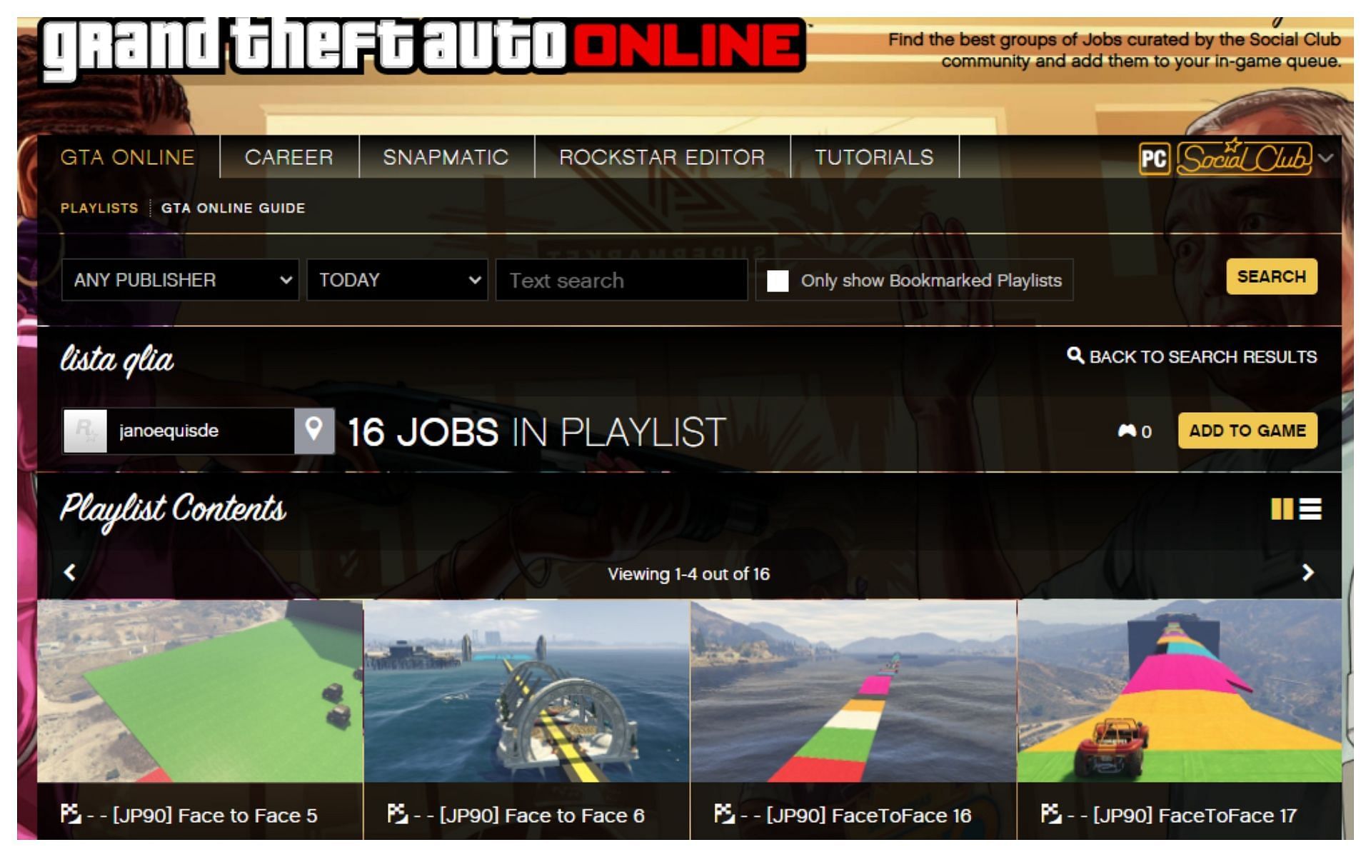 Another playlist with 16 jobs to choose from (Image via Rockstar Games)