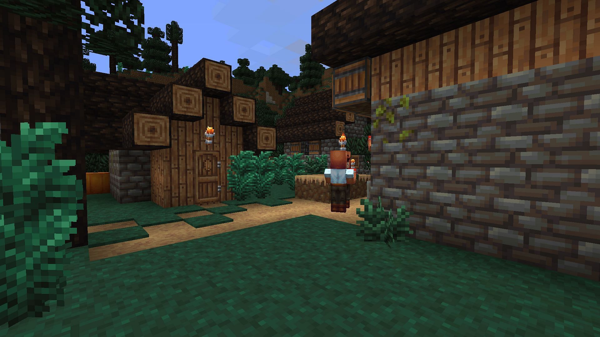 A Wayukian spruce village. (Image via Minecraft)