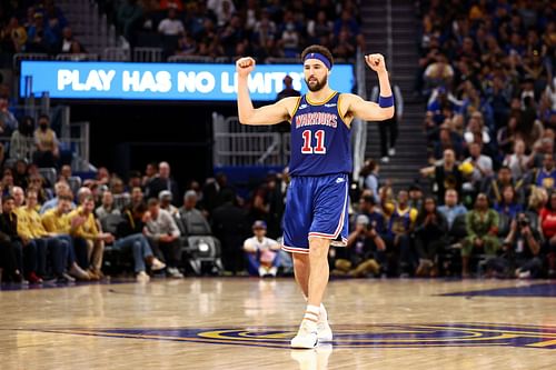 Golden State's Klay Thompson in action at Chase Center