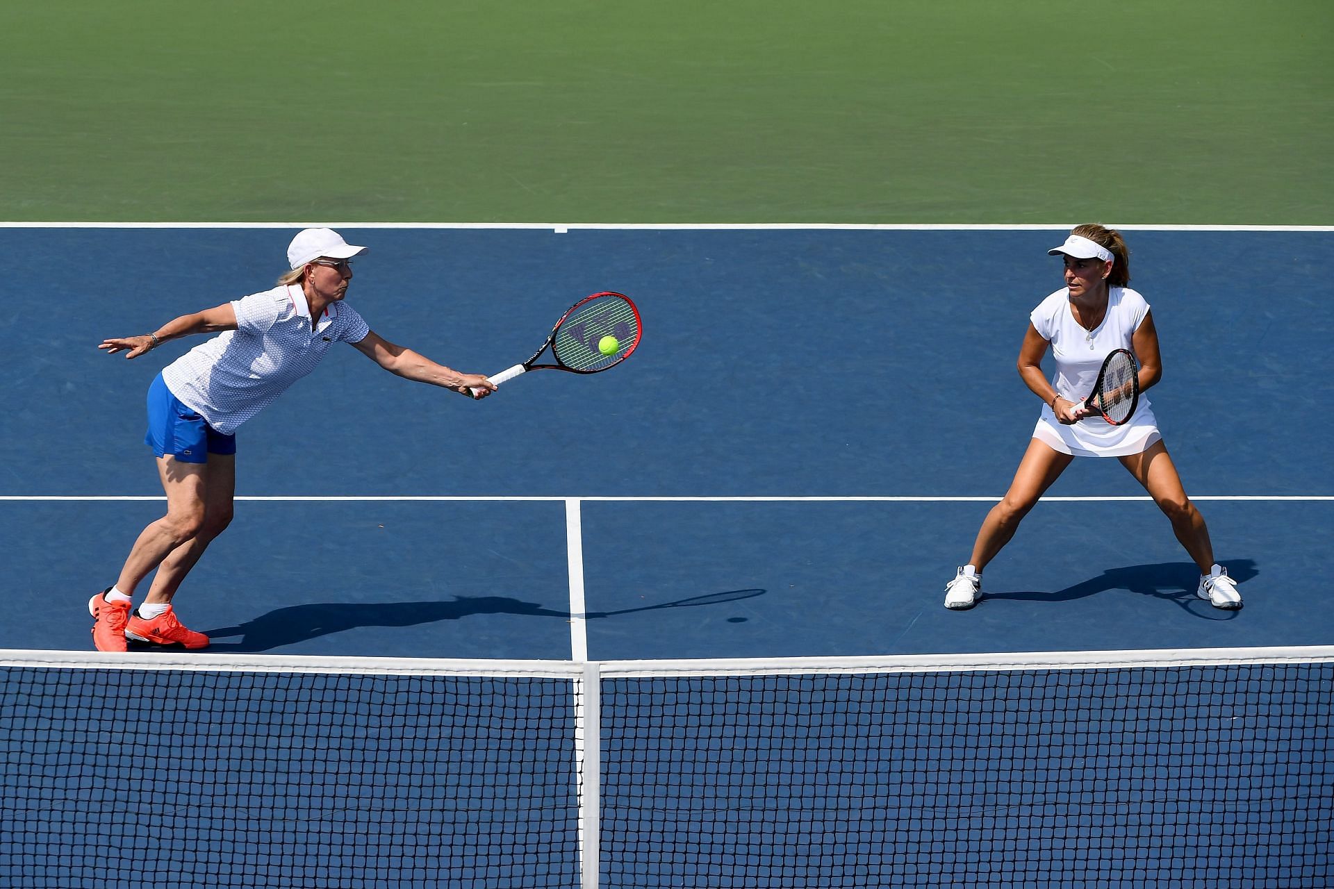 Arantxa partners Martina Navratilova at a US Open match