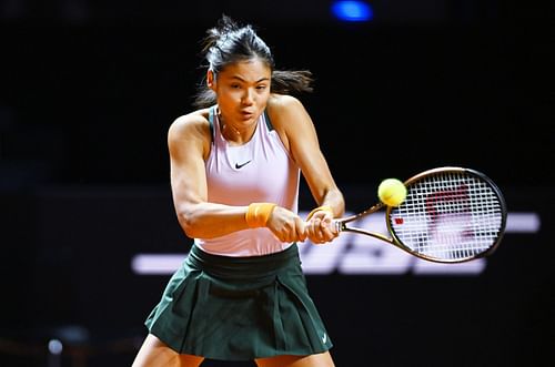 Emma Raducanu in action at the quarterfinals of the Stuttgart Open