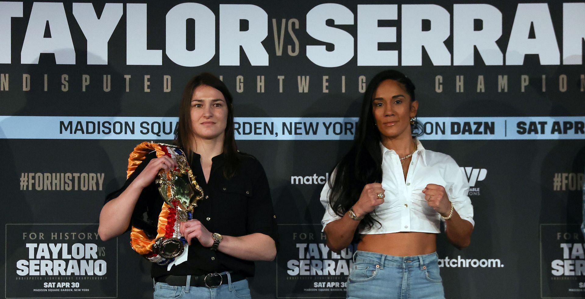 Katie Taylor (L) and Amanda Serrano (R) have received support from the WWE ahead of their clash.