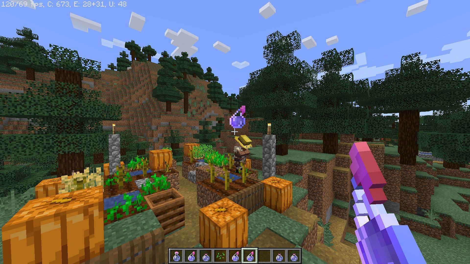 Throwing splash variant on villager (Image via Minecraft)