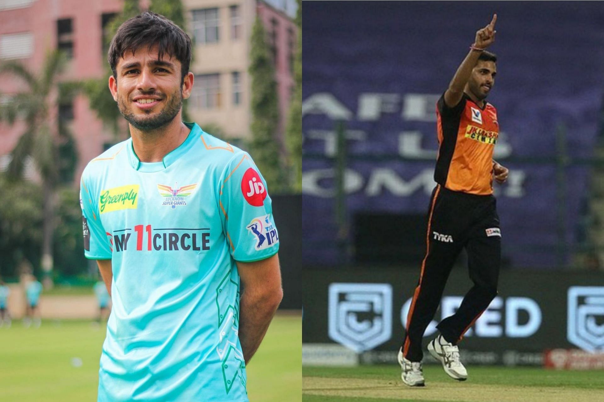 Ravi Bishnoi (left) and Bhuvneshwar Kumar (right) will feature in Match 12 of the IPL 2022