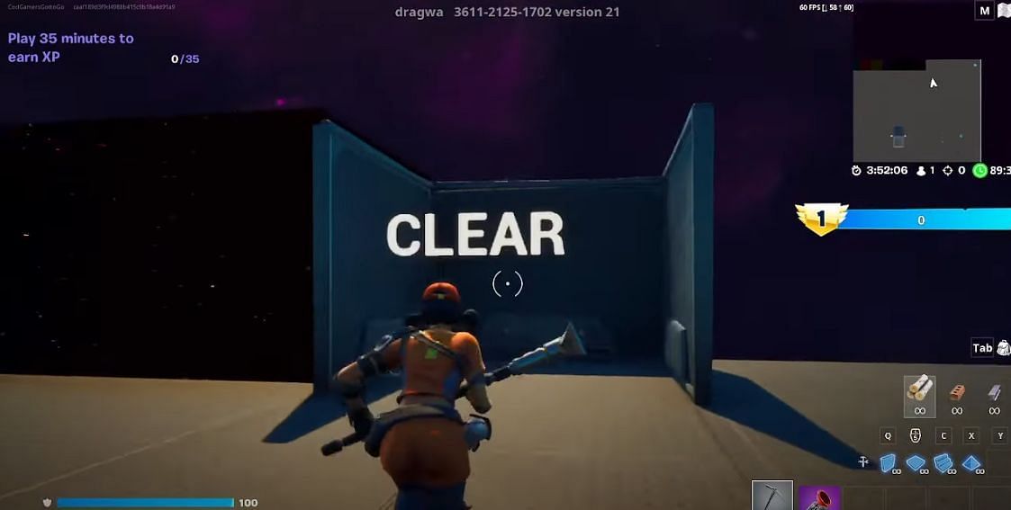 Approach the &#039;Clear&#039; section and pickaxe it (Image via YouTube/ GamersGottoGo)
