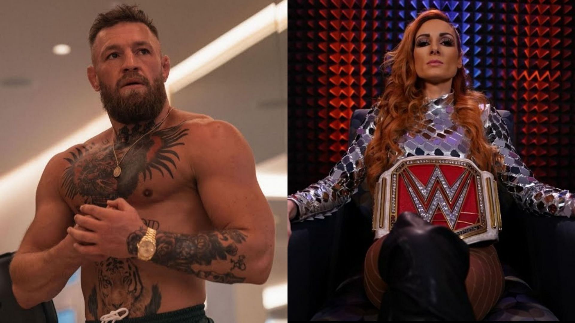 Conor McGregor (L) has received a message from Becky Lynch (R)