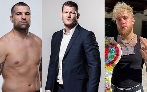 (L-R) Mauricio 'Shogun' Rua, Michael Bisping and Jake Paul