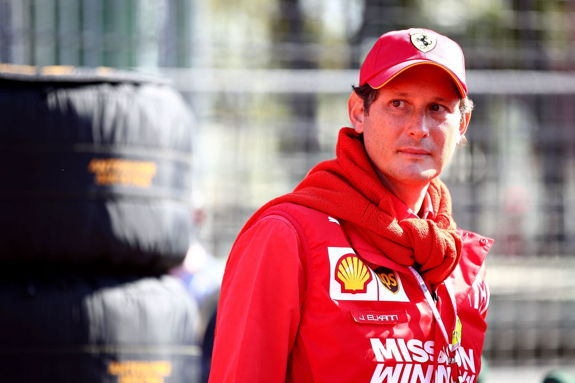 Chairman of Ferrari John Elkann looks on at Baku City Circuit in Azerbaijan. (Photo by Mark Thompson/Getty Images)