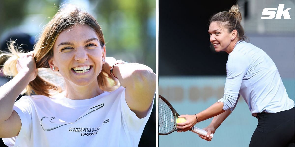 Simona Halep is in action at the 2022 Madrid Open