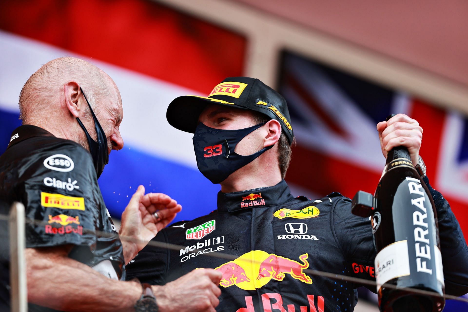F1 Grand Prix of Monaco - Max Verstappen celebrates with Adrian Newey.