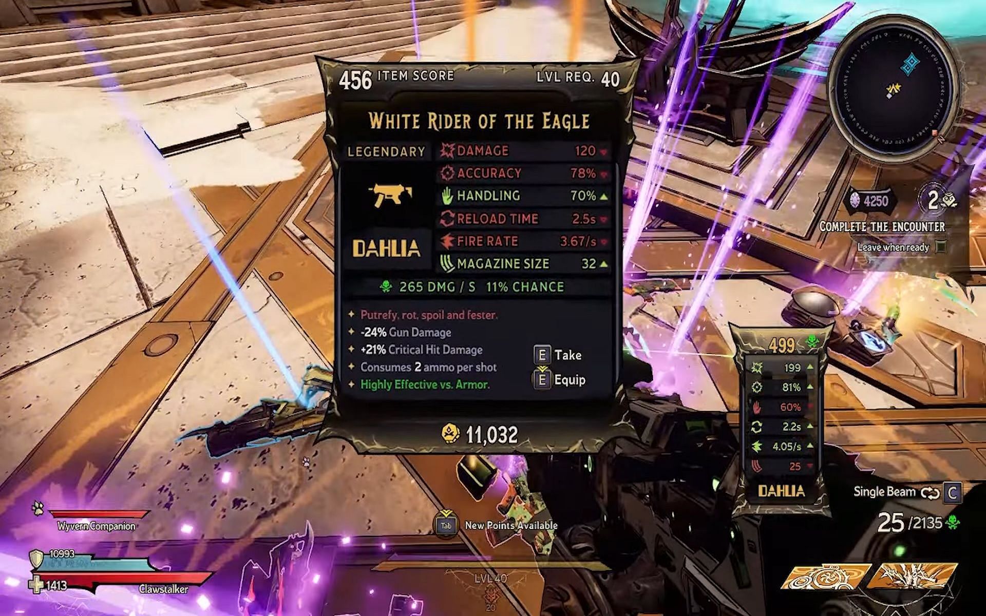 White Rider of the Wind is a legendary SMG in Tiny Tina&#039;s Wonderlands (Image via Byrdman778/YouTube)