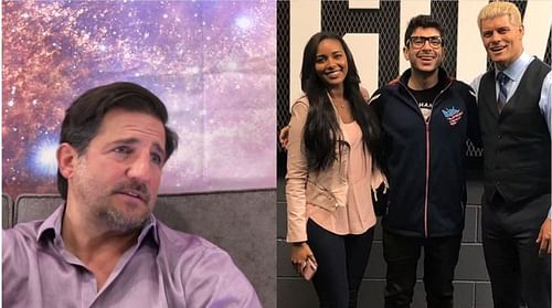 Disco Inferno (left) and Tony Khan w/Cody and Brandi Rhodes (right)