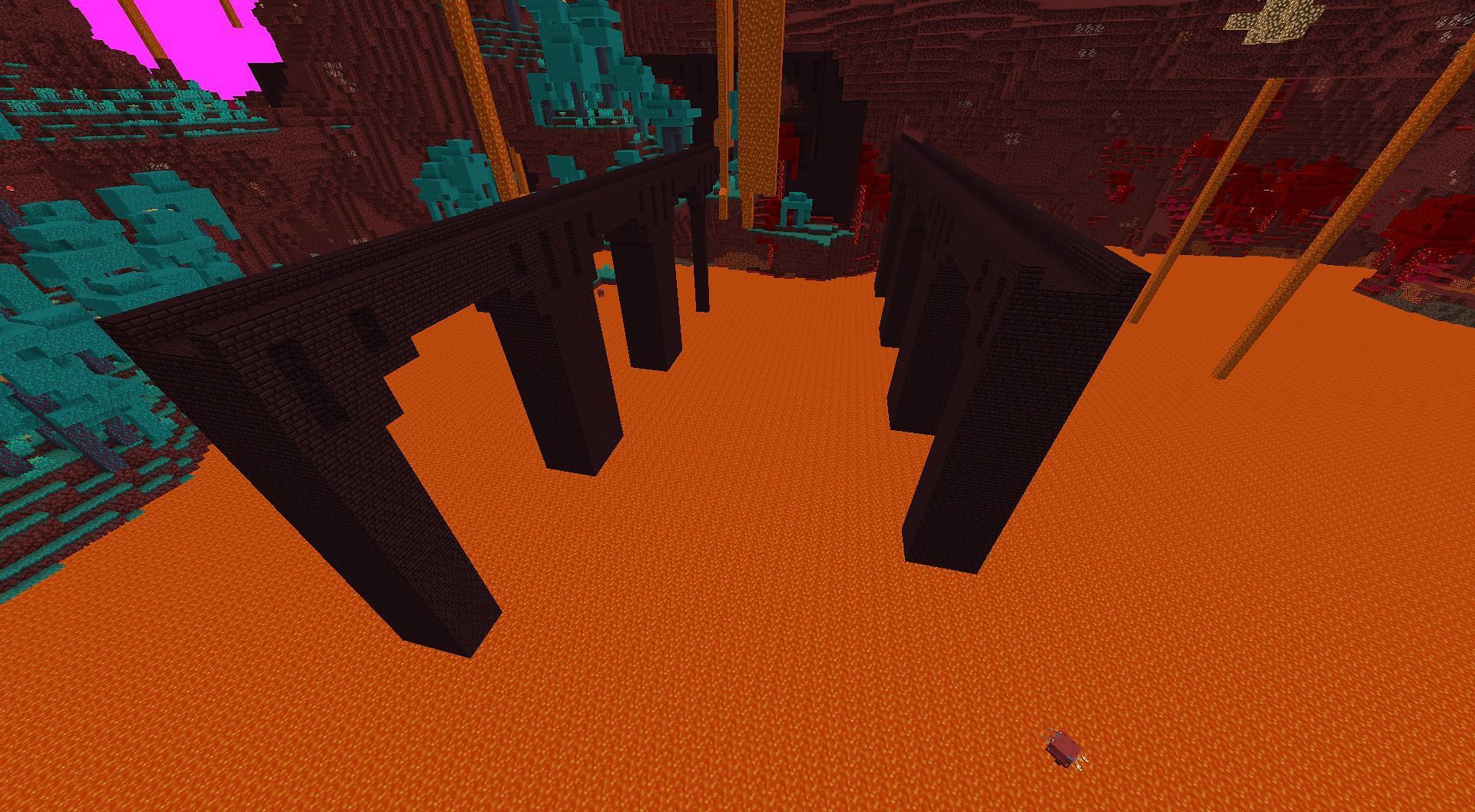 Nether fortress a few blocks away from the portal (Image via Minecraft 1.18.2)