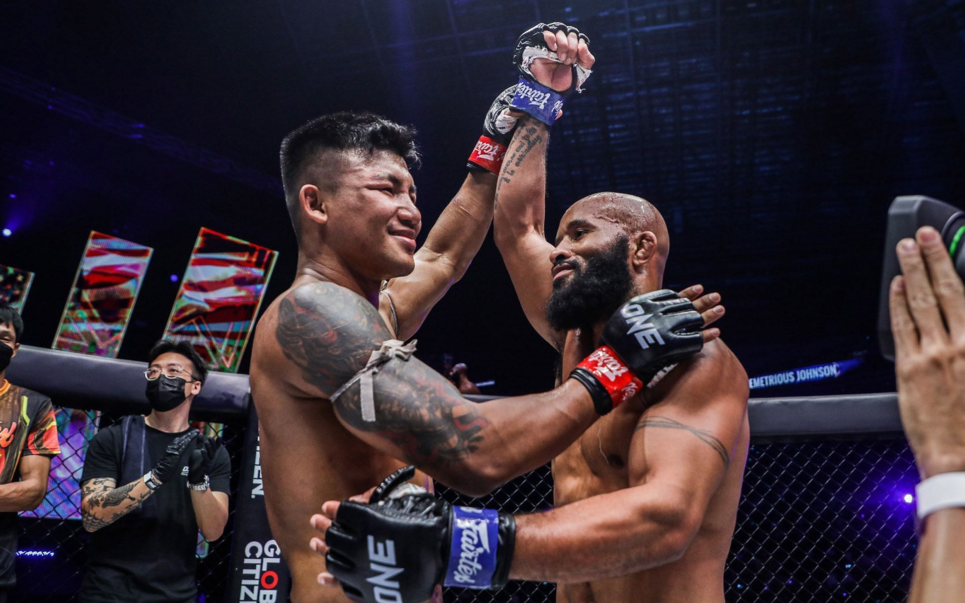 Demetrious Johnson (R) learned just how tough Rodtang Jitmuangnon (L) is after they went at each other.| [Photo: ONE X Championship]