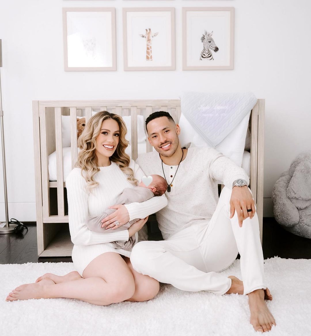 Carlos Correa with his wife, Danielle Rodriguez and his baby.