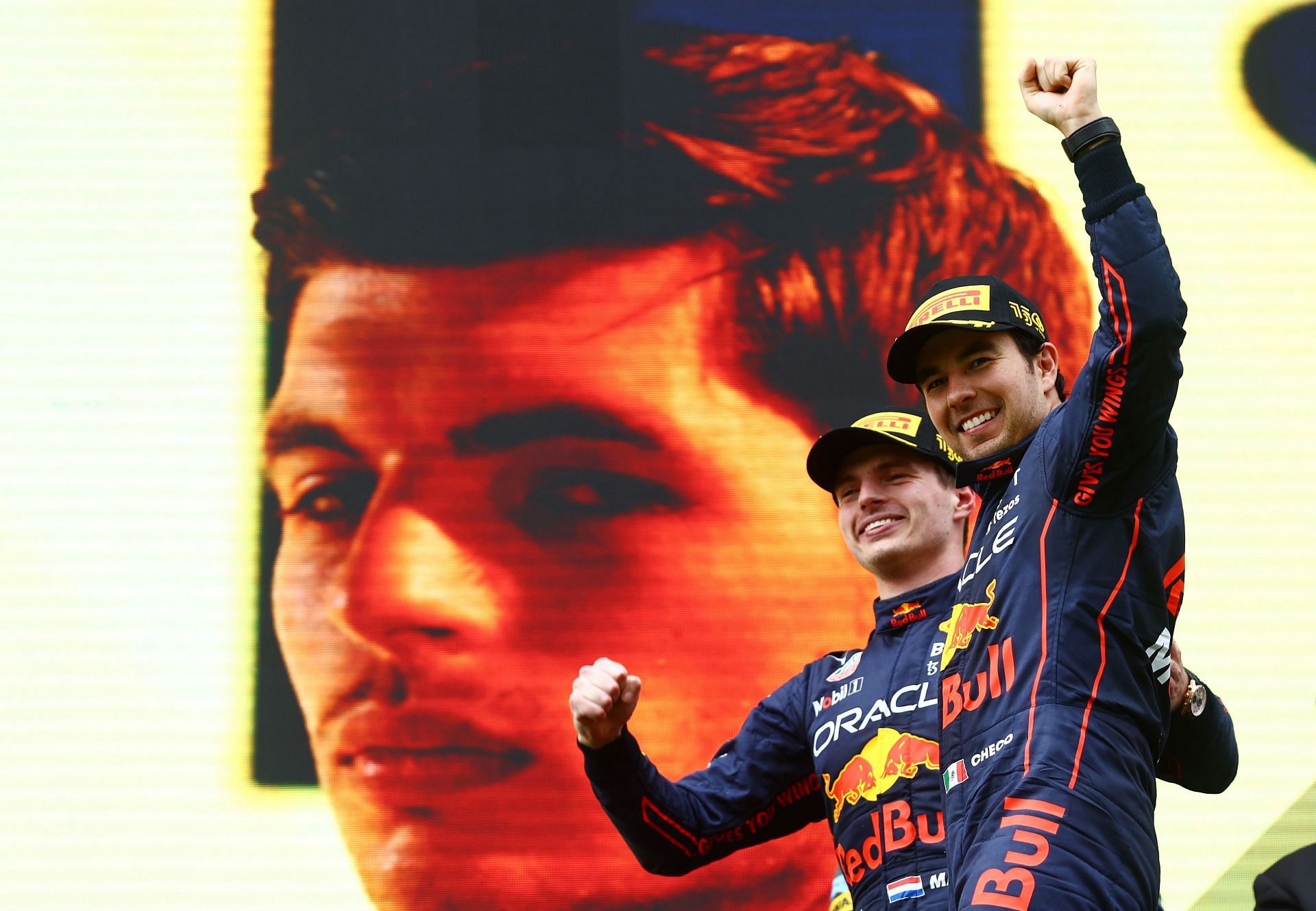 Max Verstappen (background) picked up his second win of the 2022 F1 season at Imola