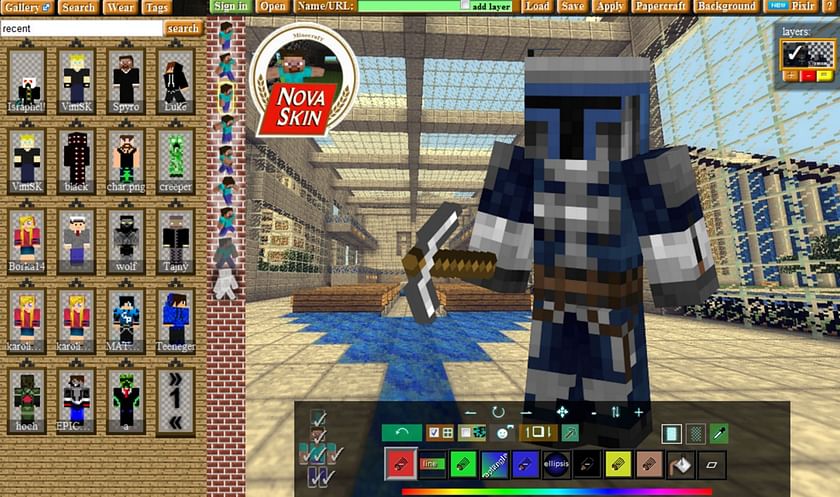 NOVA SKIN EDITOR - como criar skin do minecraft / wallpaper / gif /  papercraft 