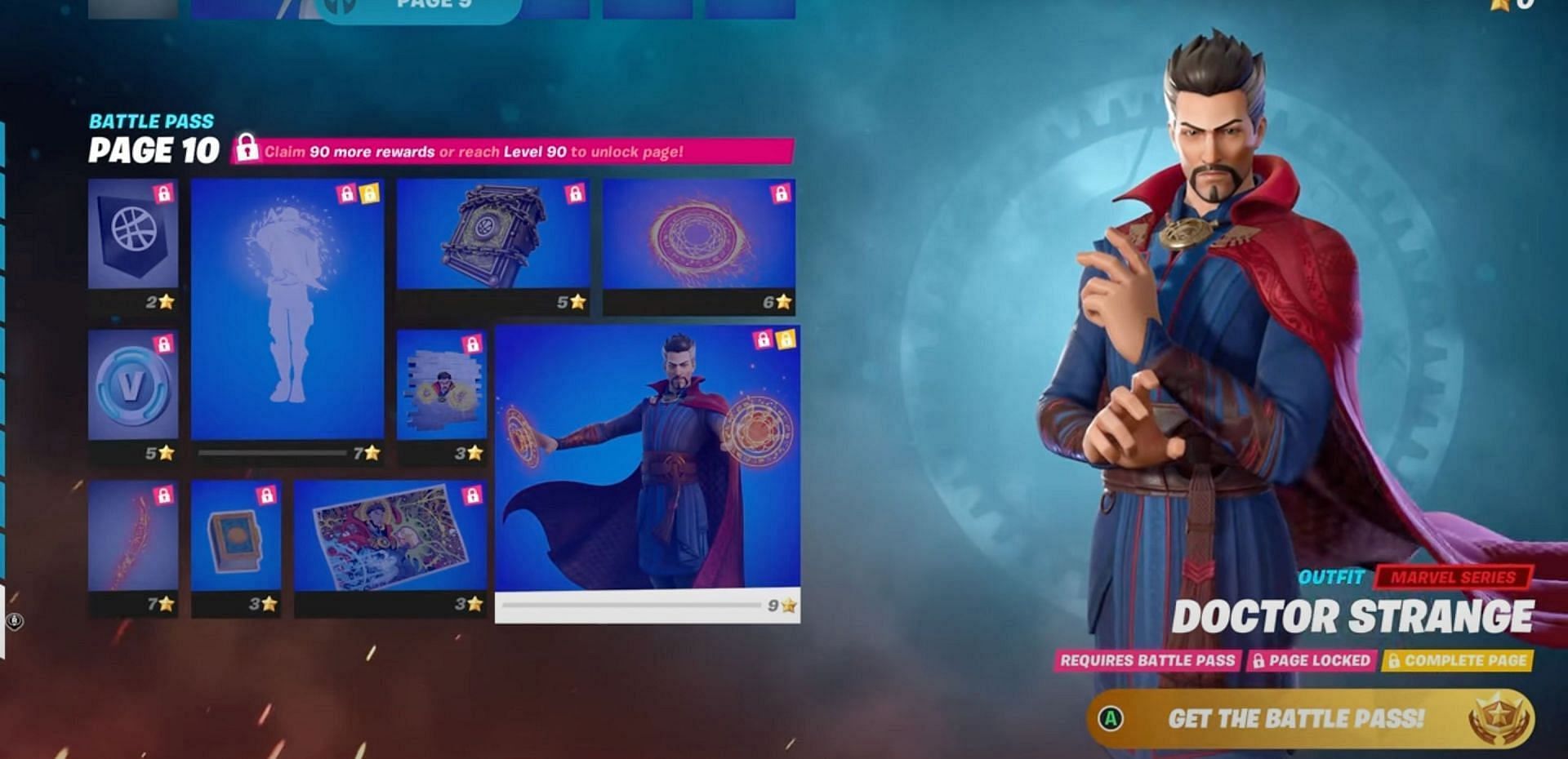 Dr. Strange in Fortnite Chapter 3 Season 2 Battle Pass (Image via Epic Games)